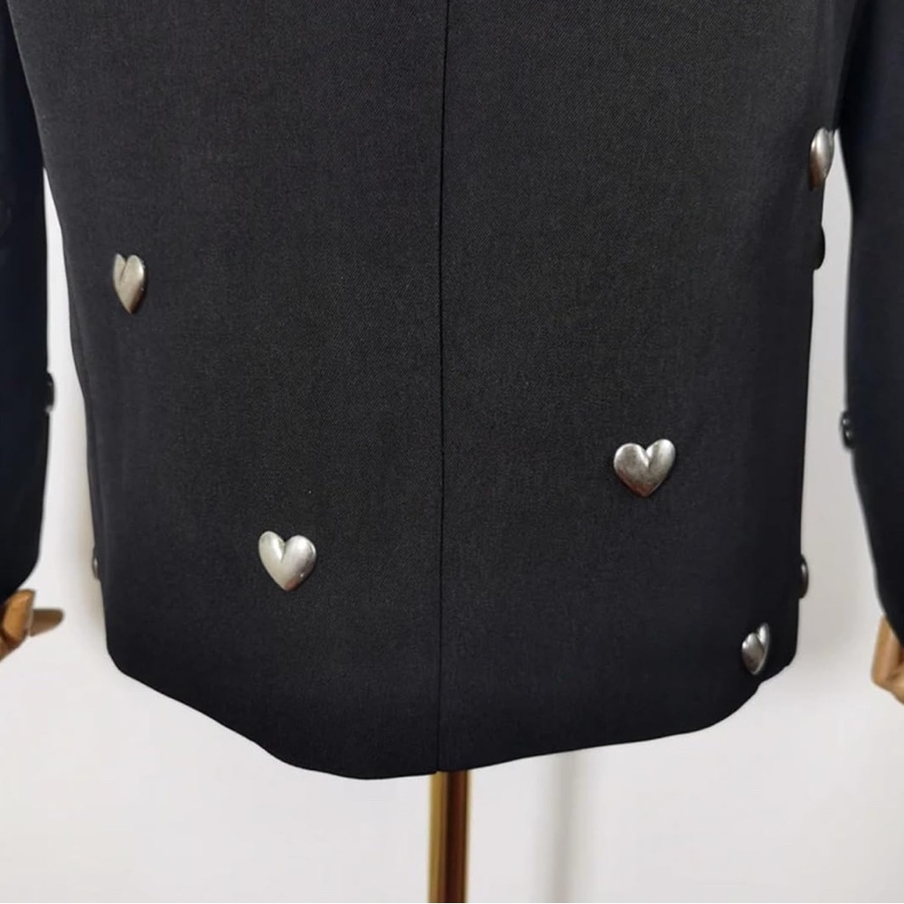 Black Double-Breasted Blazer with Textured Fabric - Picture 3 of 3